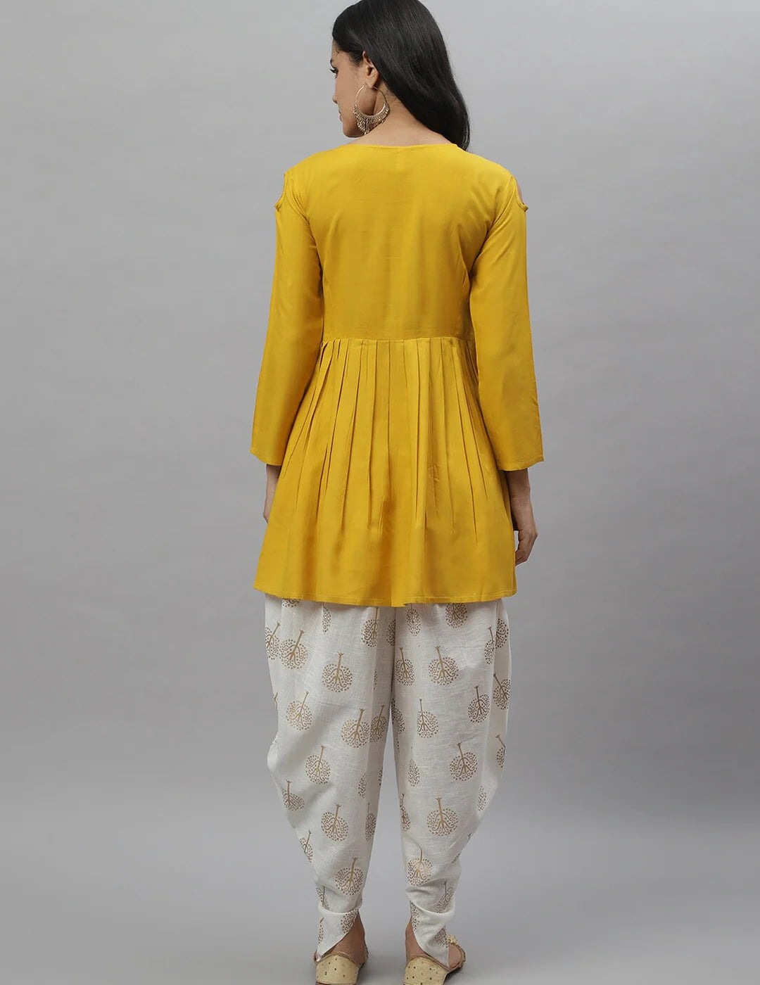 Mustard Kurta Dhoti Pant Set