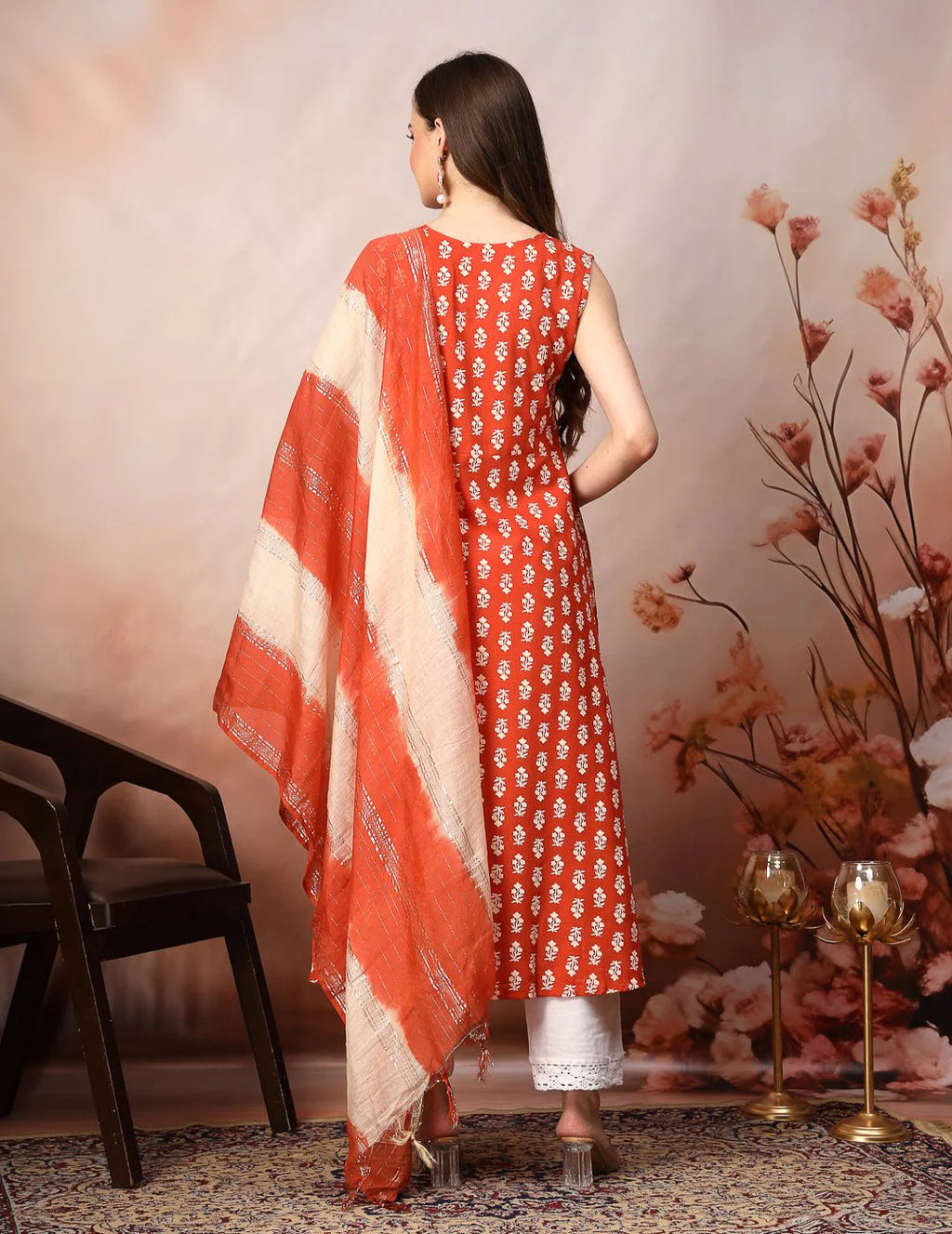 Rust Bandhani Kurta & Dupatta Set