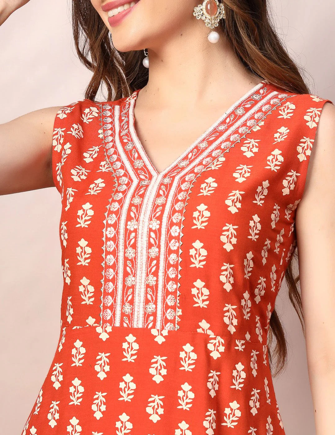 Rust Bandhani Kurta & Dupatta Set