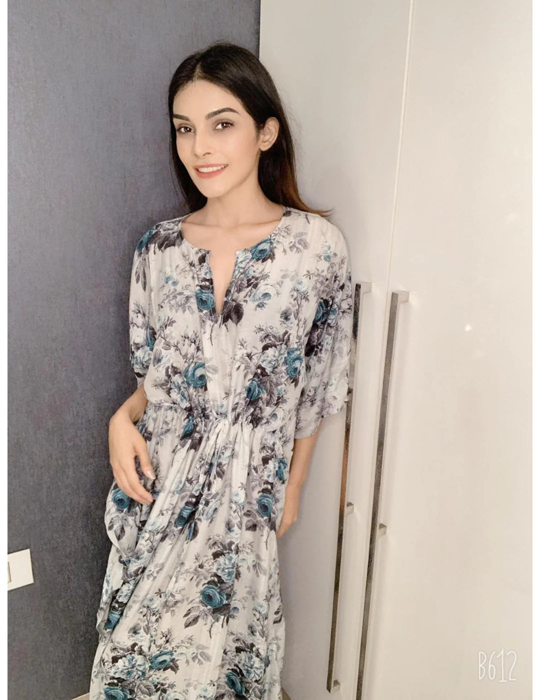 Exotic Blue And Black Cotton Kaftan